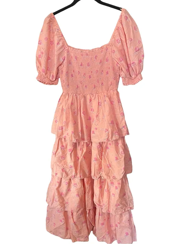 LoveShackFancy x Target Simone Pink Floral Tiered Midi Dress S - Image 2