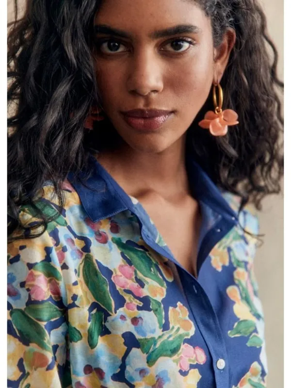 Sézane x Aimie Pierro NWT Shirt in Poetry Blue Floral Button Down Shirt 40 / 8 - Image 3