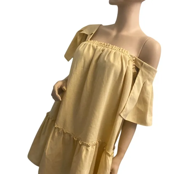 NWT Macaw Flutter sleeve Yellow Bohemian‎ mini dress Size M - Image 6