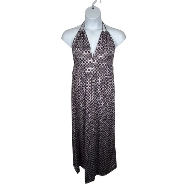 Purple Medallion Halter Maxi Dress Open Back Resort Vacation Boho XL - Image 3