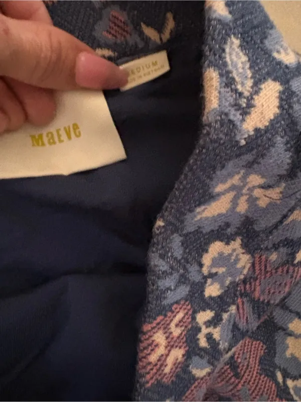 Maeve Navy Floral Jacquard Pencil Skirt - Image 3