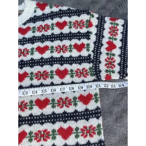 Loose Crew-Neck Wool-Blend Cropped Sweater Old Navy Large hearts Oversized - Image 10