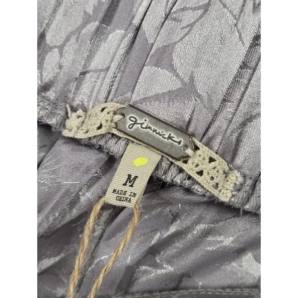 Gimmick Buckle NWT Gray Silver Satin Wide Leg Pants Medium - Image 5