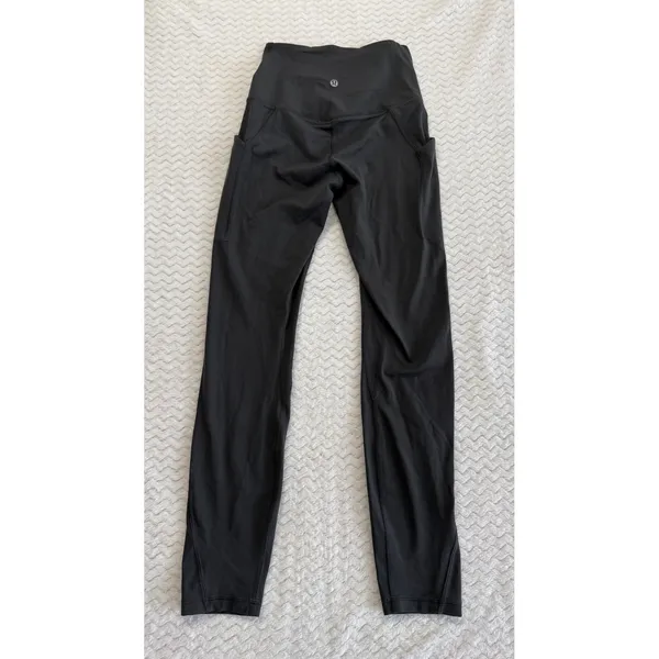 Lululemon Fast and Free High-Rise Tight 25 Nulux Black Leggings LW5DCES Size 4 - Image 2