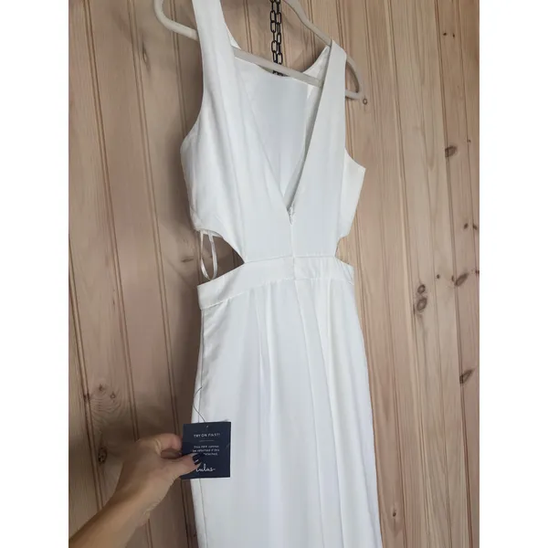 NWT Lulus Moments to Remember White Sleeveless Wide-Leg Cutout Jumpsuit Classy S - Image 8