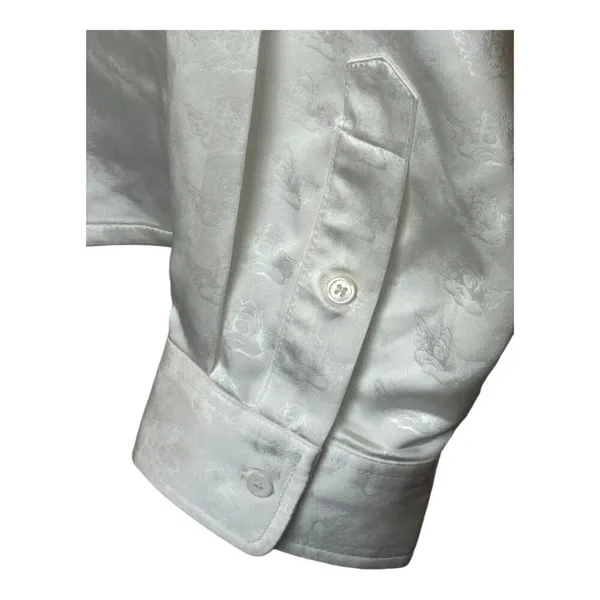 Boys Lie Shirt Women Medium White Satin Collared Button Down Bridezilla Top NWOT - Image 10