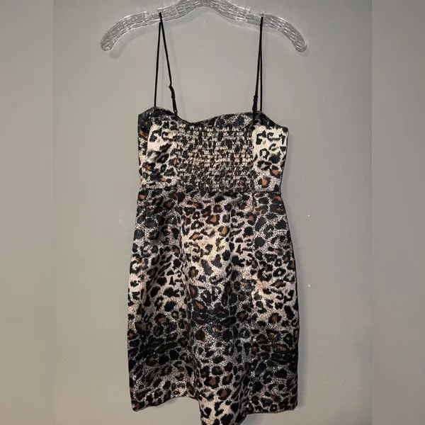 Urban Outfitters Spaghetti Strap Bodycon Slit Leopard Dress XS NEW #719 - Image 5