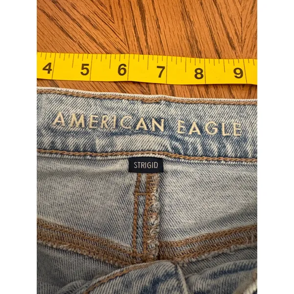 American Eagle Strigid Jeans Women 000 Light Wash Distressed Wide Leg High Rise - Image 4