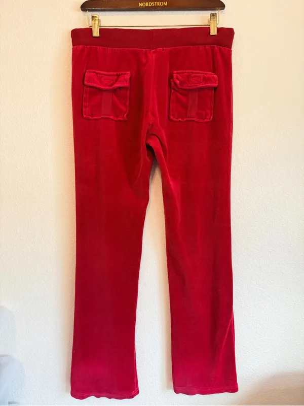 Sarah Johnson Y2K Red Velour pants, pull up elastic waist, Juicy inspo sz M - Image 16