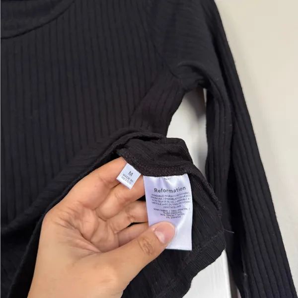 Reformation Black Ribbed Long Sleeve Sweater Closet Staple Basic Winter Layering - Image 5