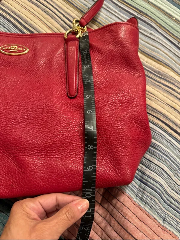 Coach Ellis Tote 33961 Red Pebbled Leather Gold Hardware - Image 9