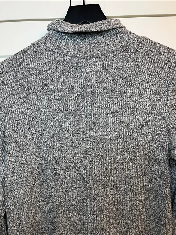Lou & Gray Heathered Gray Ribbed Turtle Neck Long Sleeve Dress - Size Medium - Image 8