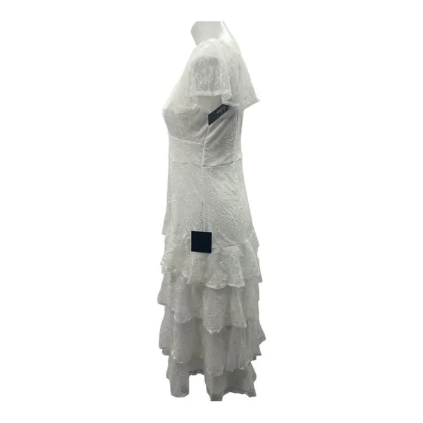 Lulu's Graceful Darling Flutter Sleeve White Lace Midi Fairy Dress - Image 5