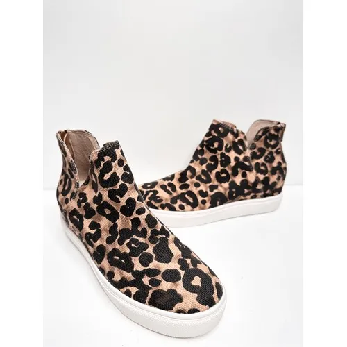 Steve Madden Claud Leopard Print High‎ Top Sneakers Tan Black 6M - Image 6
