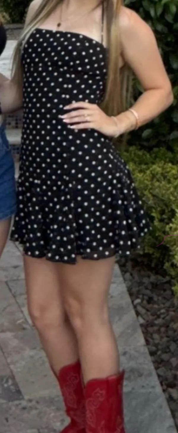 Princess Polly Polly Poka Dot Mini Dress Black - Image 2