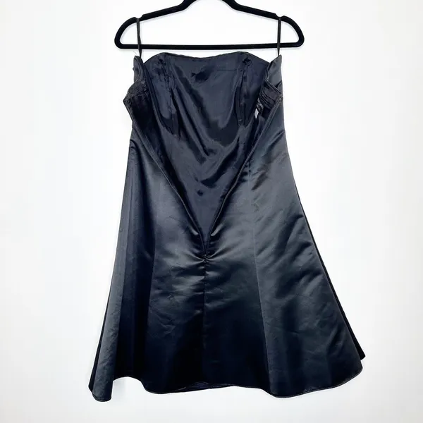 Vintage Jessica McClintock Gunne Sax Strapless Dress Women's Black Green 11/12 - Image 3