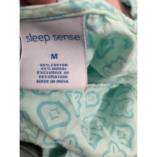 Sleep Sense Light Aqua Pajamas Lounge Set Shirt Crop Pants Size M/L - Image 4