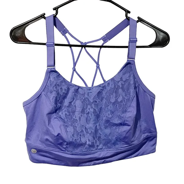 Lane Bryant Livi Active Plus Size 16 Violet Storm Knotted Back Sports‎ Bra - Image 2