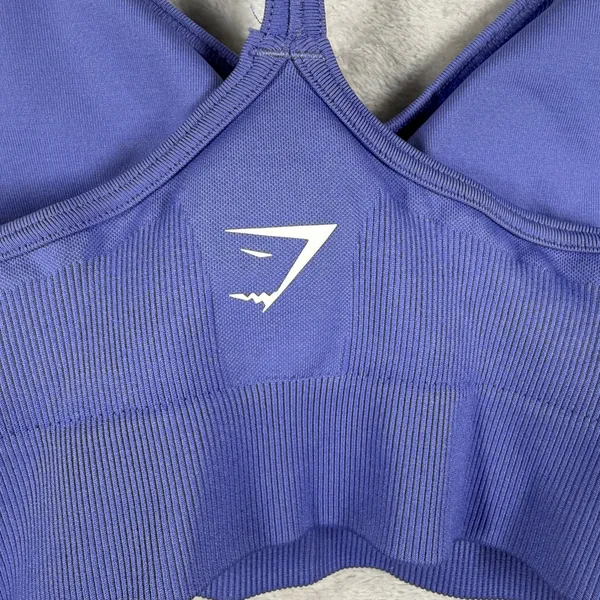 Gymshark Womens Purple Seamless V-Neck Light Support Sports Bra Racerback S - Image 3