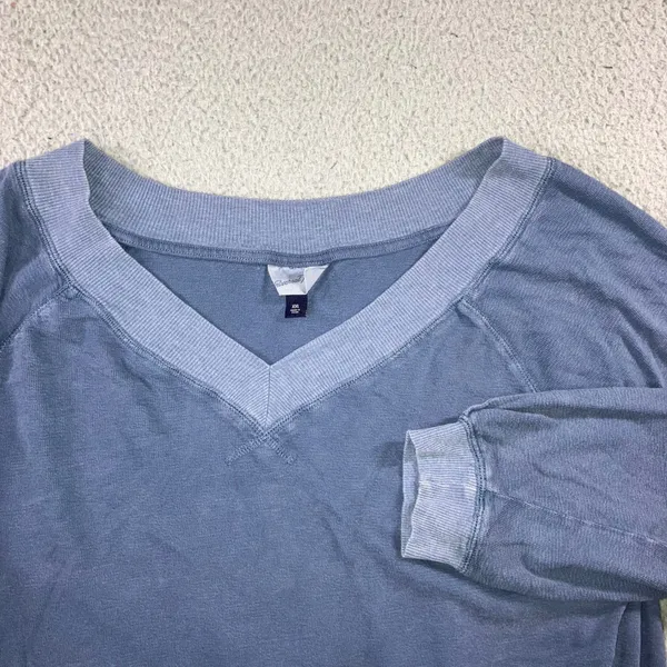 Universal Threads Relaxed V Neck Sweatshirt Women XXL Blue‎ Raglan L/S Comfy Layering Minimalist - Image 2