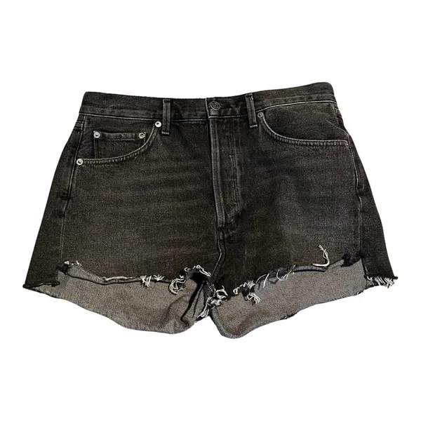 AGOLDE High Waist Parker Denim Shorts in Washed Black Sz 30 - Image 3