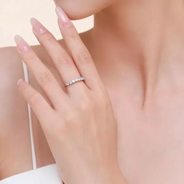 SIZE 5 925 Sterling Silver Stackable Round Dazzling Cubic Zirconia Ring - Image 2