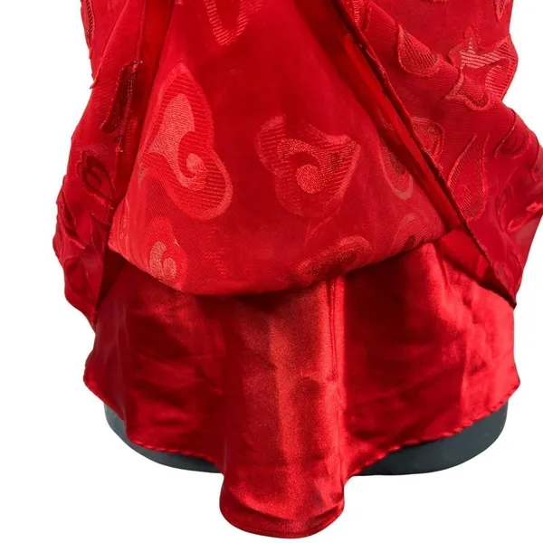 Red Babydoll Camisole Tank Top Medium Textured Hearts Mesh Coquette Y2K Vintage‎ - Image 6