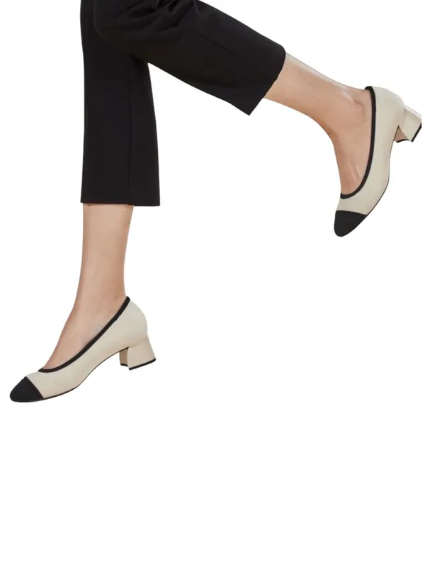 Vivaia Julie Pro Round Toe Chunky Heels in Black Beige Size 36 - Image 2