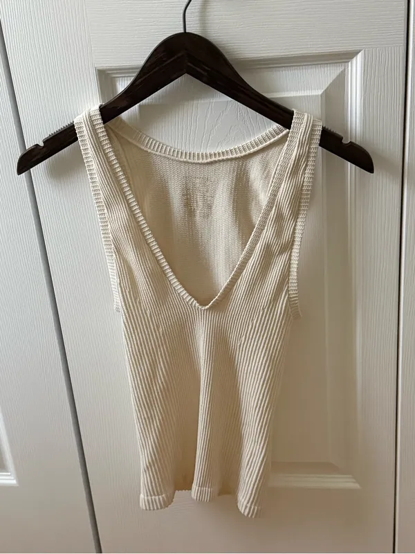 Free People Clean Slate Ivory V-neck Seamless Tank - Image 2