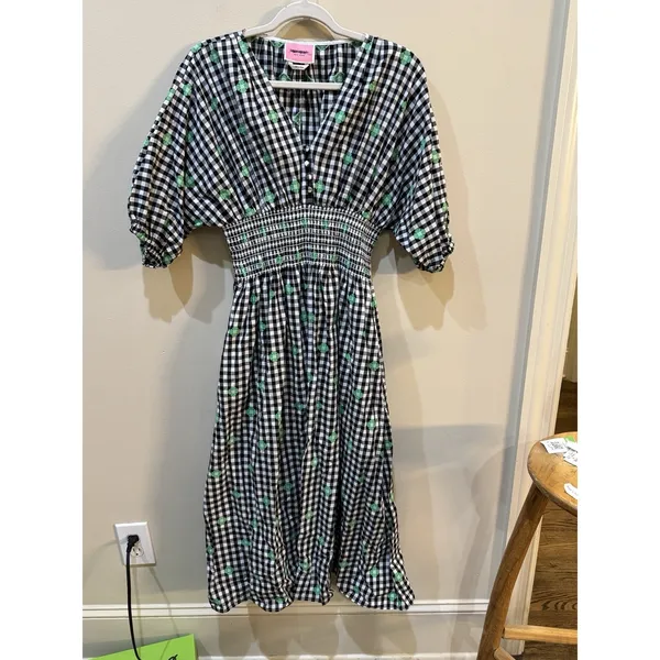 Kate Spade Womens‎ Dress Size Small Gingham Smocked Voile Empire Waist Midi - Image 4