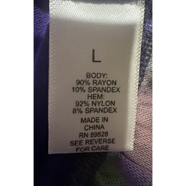 LOGO by Lori Goldstein QVC Rayon Purple Top with Tie-Dye Mesh Hem Size Large - Image 7