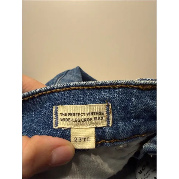 Madewell The Perfect Vintage Wide-Leg Crop Jean Medium Wash Raw Hem SZ 23 TALL - Image 5