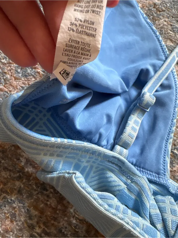 aerie Light Blue Plaid Triangle Bikini Top - Image 4