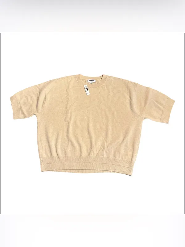 Madewell Relaxed Sweater Tee in 100% Cashmere short sleeve cream/beige Sz XL NWT - Image 5