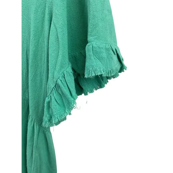 Umgee Green Tiered Frayed Hem V‎ Neck Short Sleeve Casual Dress Size Medium - Image 8