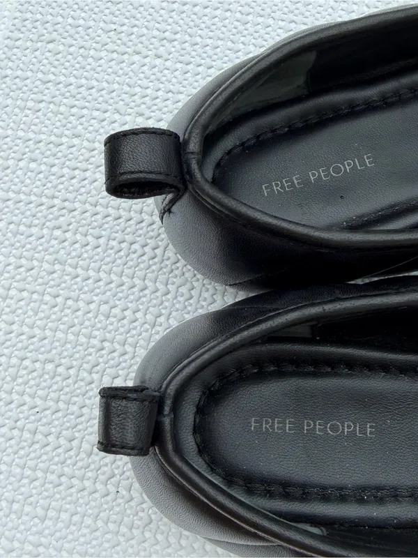Free People Leather Slip On Ballet Flats Black Women’s Size 10 Round Toe - Image 8