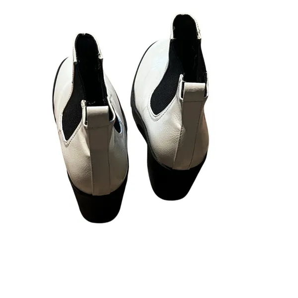 Topshop Women's White Chelsea Boots Size 7.5 Block Heel Fashion - Image 7