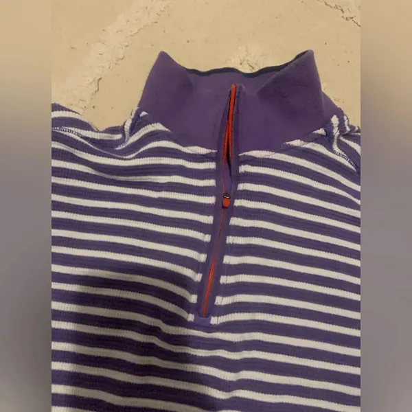 Robert graham striped purple white quarter zip sweater M classic shirt preppy - Image 4