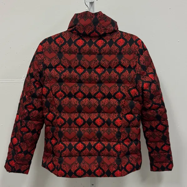 Desigual Heart Pattern‎ Down Feather Puffer Jacket High Neck Assymetric Zip - Image 3