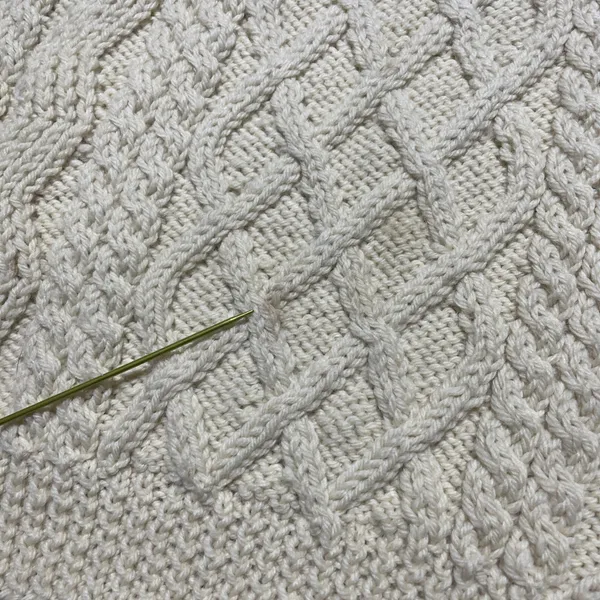 Blarney Woollen Mills Aran Knit Sweater Cream Pure Wool Ireland Women's SZ M - Image 7