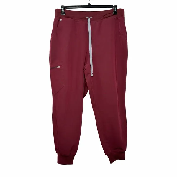 FIGS Zamora Jogger Scrub Pants XL Burgundy Wine High Waist Stretch Medical - Image 2