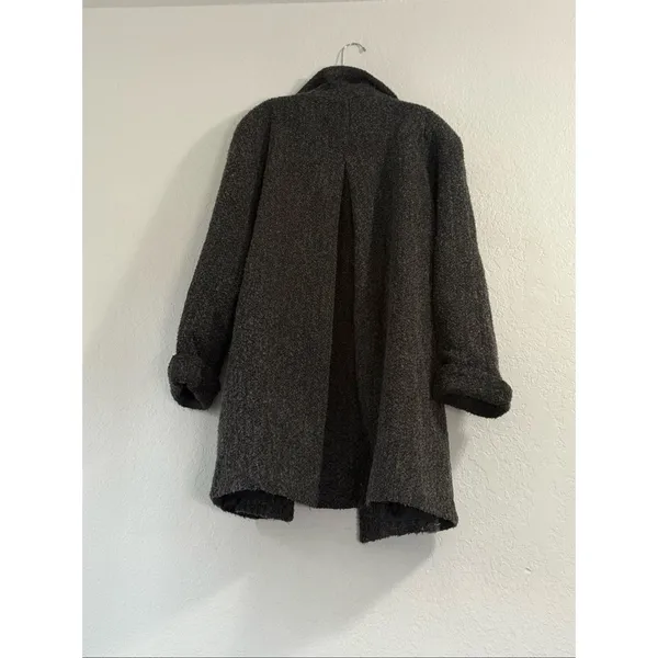 Sandro Vintage Double Breasted Wool Blend Knee Length Coat Black/Gray Size 16 - Image 4