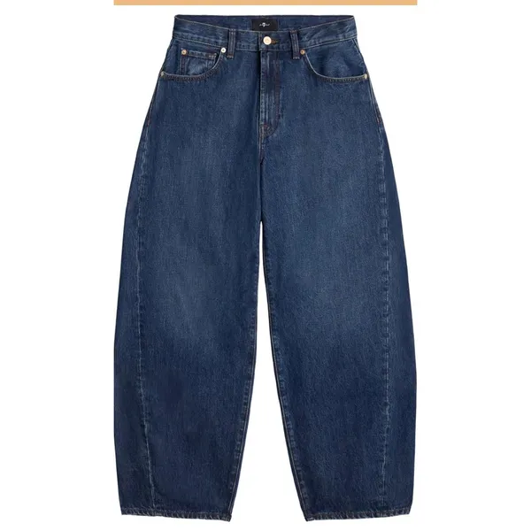 7 For All Mankind Womens High Waisted Barrel Leg Jeans Blue Denim Size 28 NWT - Image 3
