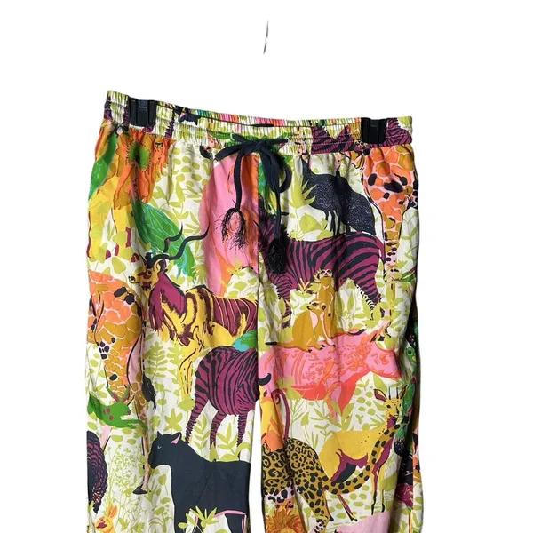 J Crew Pants Size 2 Drapey Wide Leg Ratti Safari‎ Printed Soft Tropical #QR6-5 - Image 4