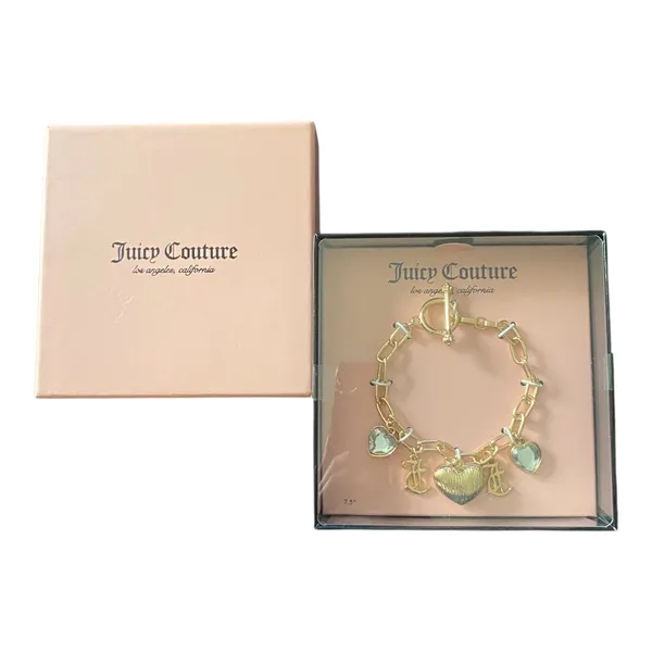 NWT-JUICY COUTURE-GOLD TONE HEART CHARM BRACELET Brand new in box - Image 3