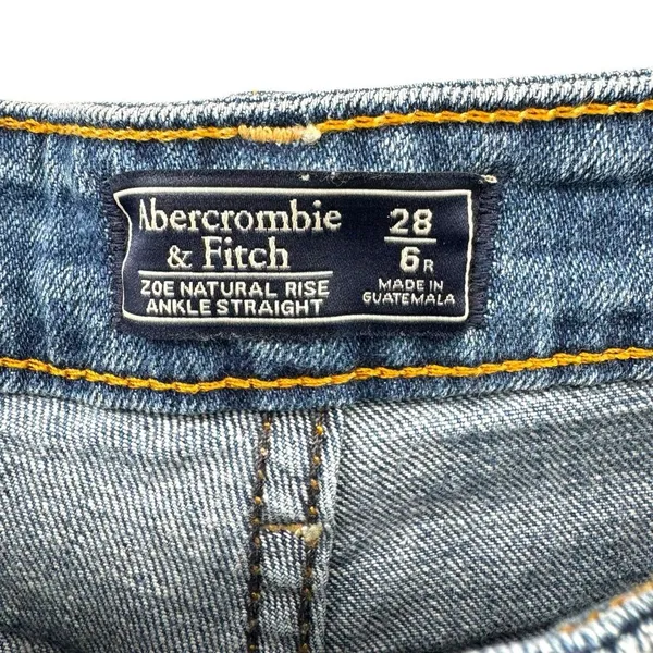 Abercrombie & Fitch Blue Zoe Natural‎ Rise Ankle Straight Leg Jeans Size 6 - Image 6