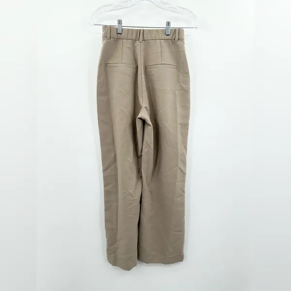Abercrombie‎ & Fitch Women's Tan Sloane Tailored Wide Leg Trouser Pants Size 2 - Image 3