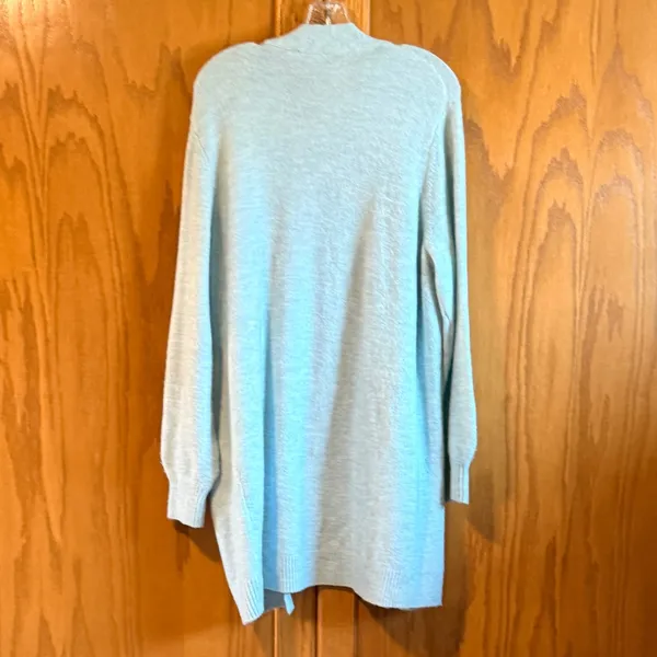 Lucky Brand Light Blue‎ Longline Open Front Cardigan Sweater Large Pockets - Image 5
