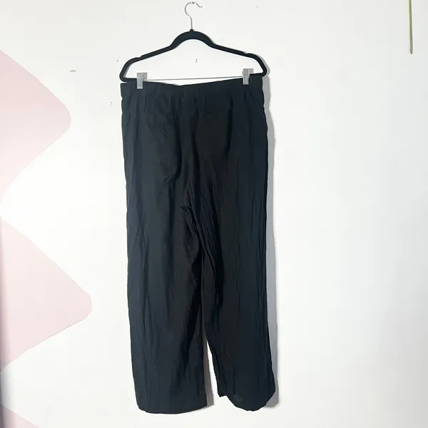 Gap Pull On Wide Leg Pants Women's Large Black Linen Blend - Image 2
