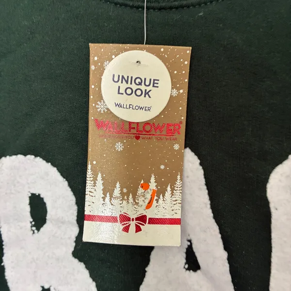 Wallflower Green Christmas Sweatshirt Bad Elf Pullover Gift NWT Juniors XS - Image 3